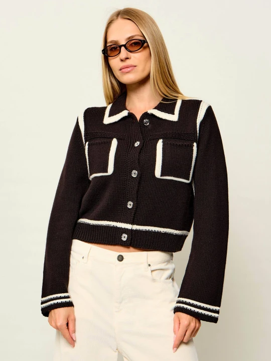 Zdjęcie produktu Pinko Wełniany kardigan New Sulcis | Cropped Fit brązowy