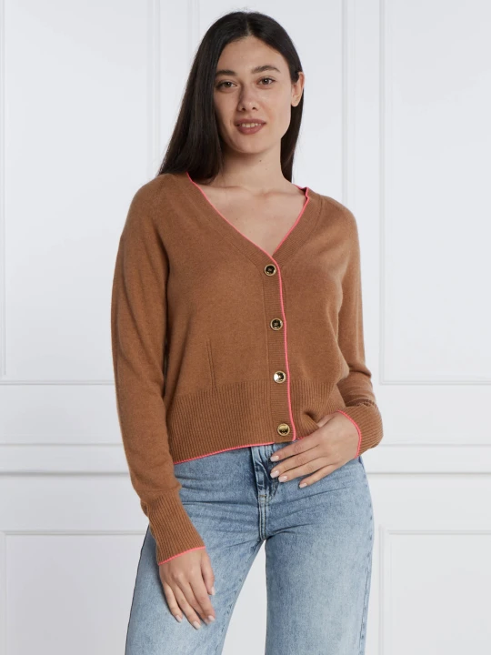 Zdjęcie produktu Pinko Wełniany kardigan | Regular Fit | z dodatkiem kaszmiru brązowy