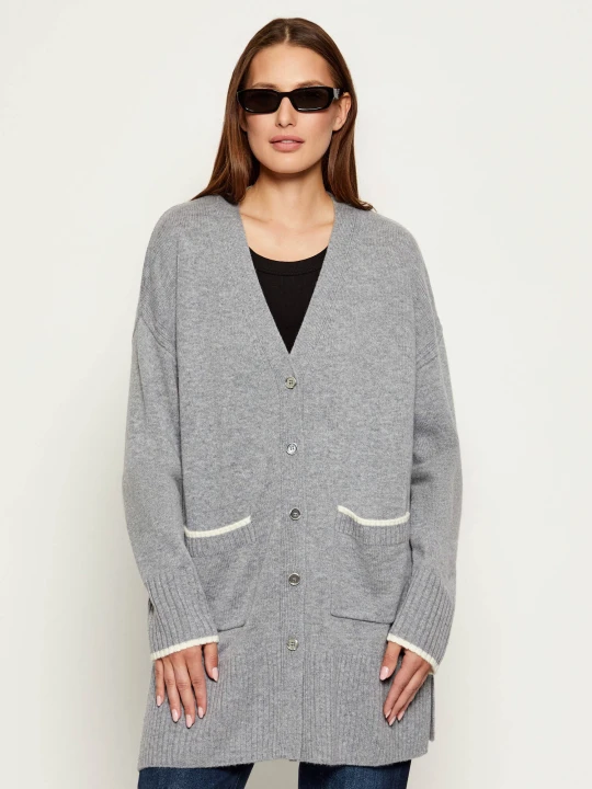 Zdjęcie produktu Pinko Wełniany kardigan TASMANIA | Relaxed fit | z dodatkiem kaszmiru szary