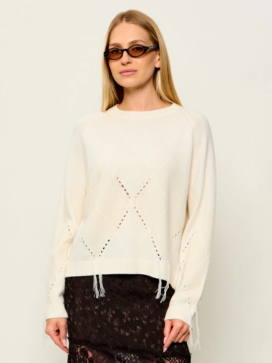 Zdjęcie produktu Pinko Wełniany sweter Berna | Relaxed fit | z dodatkiem kaszmiru beżowy