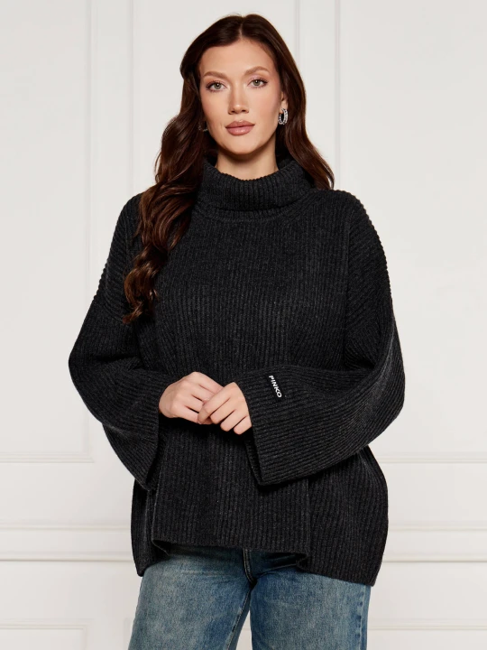 Zdjęcie produktu Pinko Wełniany sweter BURMILLA | Oversize fit | z dodatkiem kaszmiru grafitowy