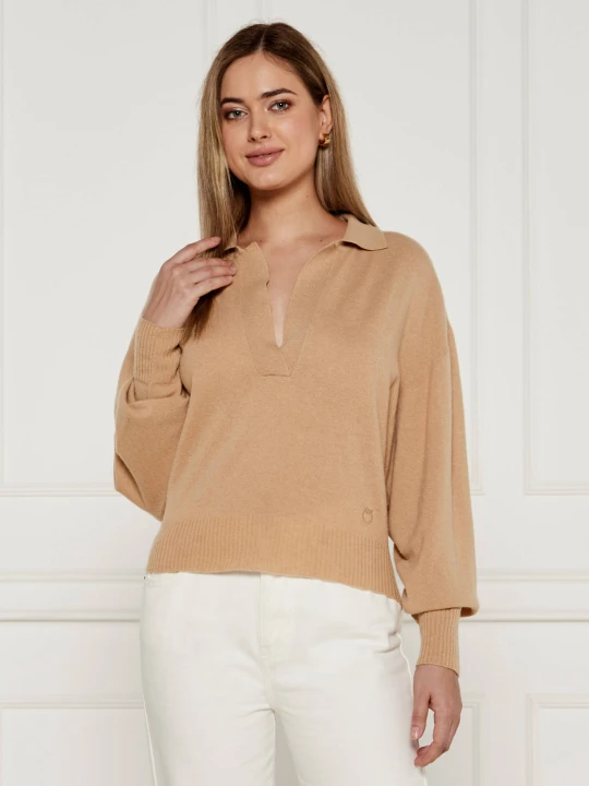 Zdjęcie produktu Pinko Wełniany sweter EVANESCENTE | Regular Fit | z dodatkiem kaszmiru beżowy