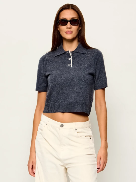 Zdjęcie produktu Pinko Wełniany sweter Gorgona | Cropped Fit | z dodatkiem kaszmiru grafitowy