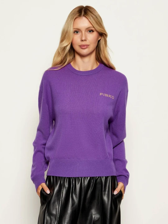 Zdjęcie produktu Pinko Wełniany sweter | Loose fit | z dodatkiem kaszmiru fioletowy