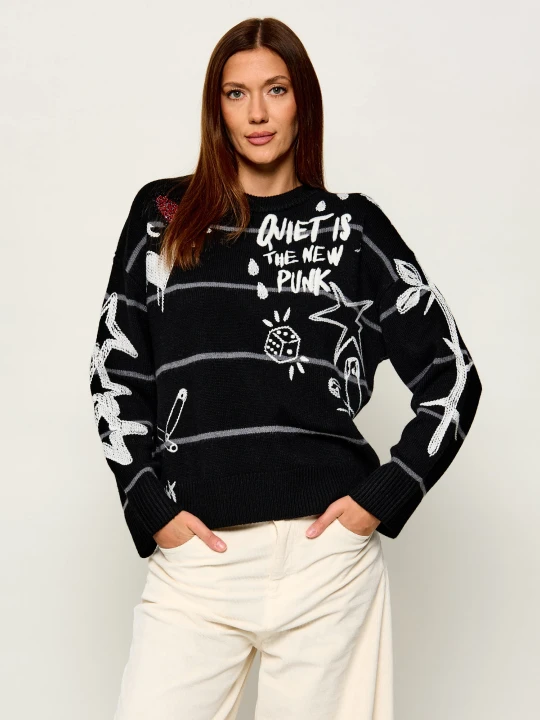 Zdjęcie produktu Pinko Wełniany sweter Nuova Andros | Loose fit czarny