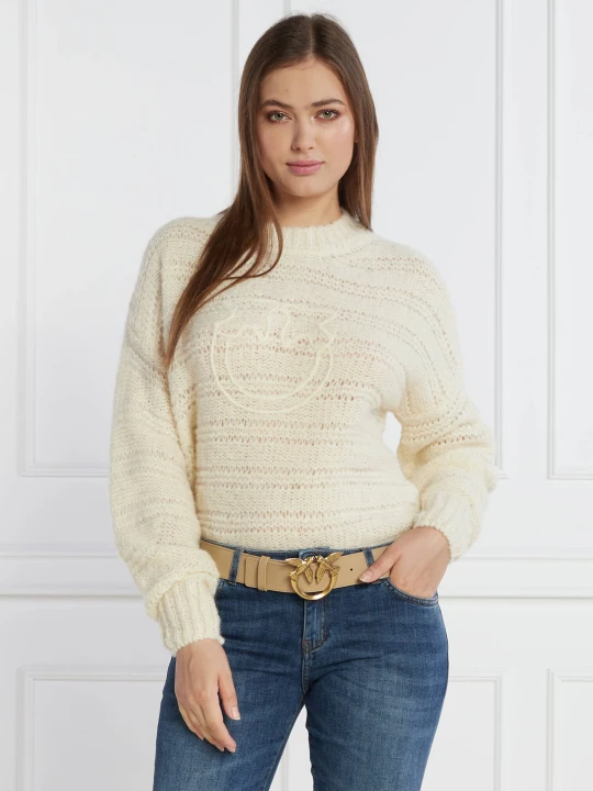 Zdjęcie produktu Pinko Wełniany sweter | Regular Fit beżowy