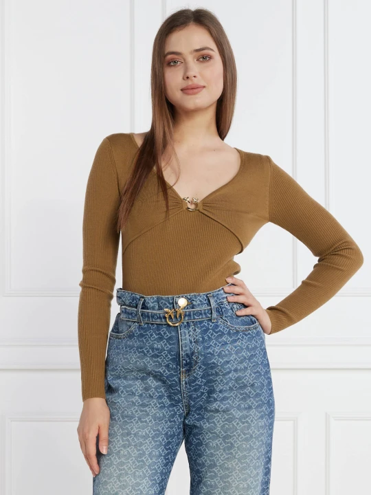 Zdjęcie produktu Pinko Wełniany sweter | Regular Fit brązowy