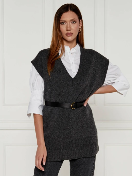 Zdjęcie produktu Pinko Wełniany sweter | Regular Fit | z dodatkiem kaszmiru szary