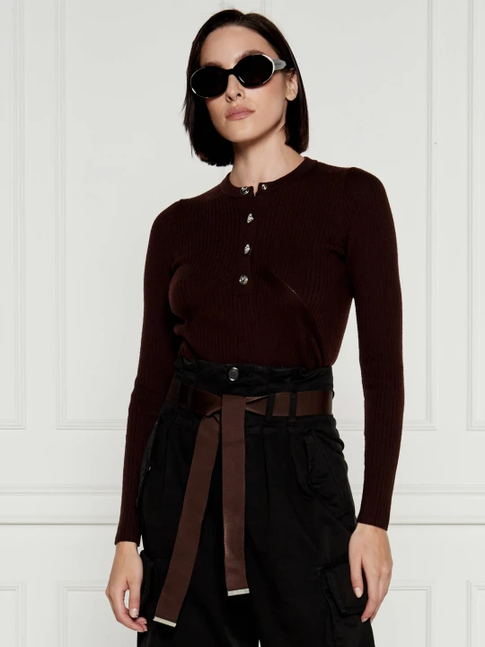 Zdjęcie produktu Pinko Wełniany sweter SERAFINO | Slim Fit brązowy