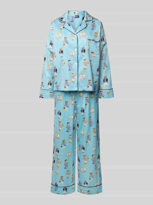 Zdjęcie produktu Piżama o kroju comfort fit z czystej bawełny model 'Iconic Bear' Polo Ralph Lauren Morski