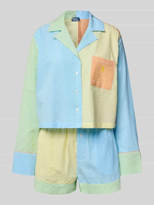Zdjęcie produktu Piżama o kroju comfort fit z czystej bawełny model 'SCALLOP SEERSUCKER' Polo Ralph Lauren Jasnoniebieski