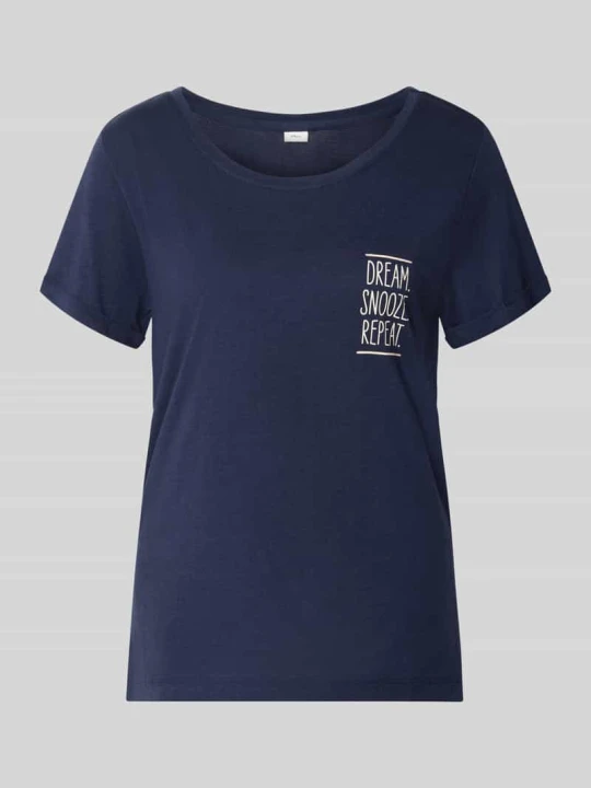 Zdjęcie produktu Piżama o kroju Comfort Fit z mieszanka bawełny i wiskozy model 'Perfect Nights T-Shirt' s.Oliver Ciemnoniebieski