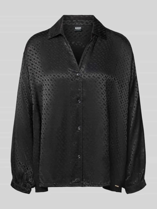 Zdjęcie produktu piżama o kroju regular fit z czystej wiskozy model 'B Monogram_Shirt' Boss Czarny