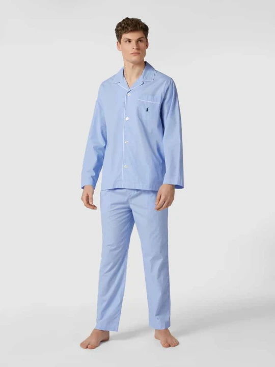 Zdjęcie produktu Piżama z bawełny z tkanym wzorem Polo Ralph Lauren Jasnoniebieski