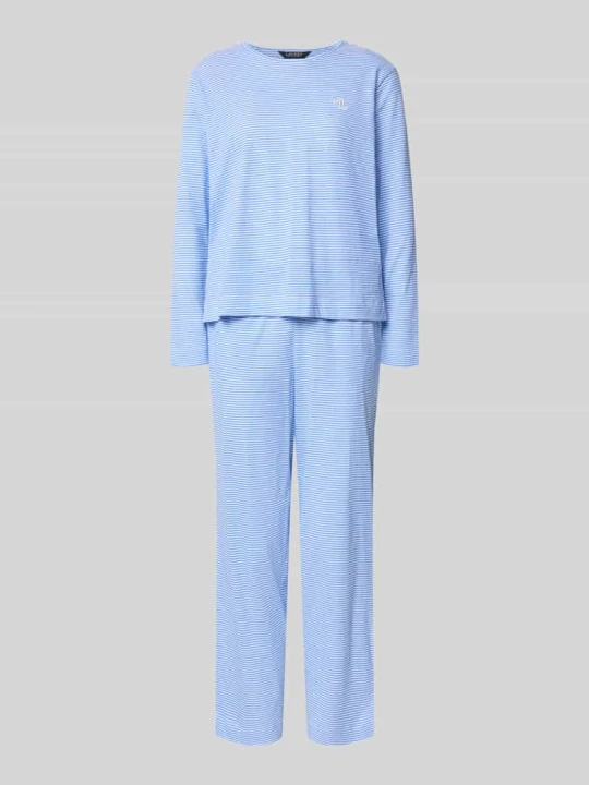 Zdjęcie produktu piżama z czystej bawełny Lauren Ralph Lauren Jasnoniebieski