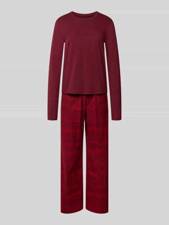 Zdjęcie produktu Piżama z detalami z logo Calvin Klein Czerwony