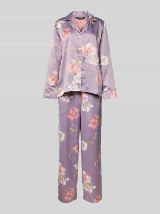 Zdjęcie produktu Piżama z kołnierzem z połami Lauren Ralph Lauren Jasnofioletowy