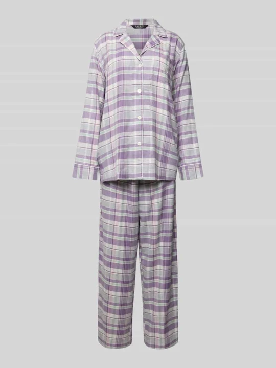 Zdjęcie produktu Piżama z kołnierzem z połami Lauren Ralph Lauren Jasnofioletowy