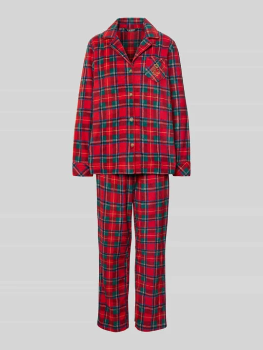 Zdjęcie produktu Piżama z kołnierzem z połami Lauren Ralph Lauren Czerwony
