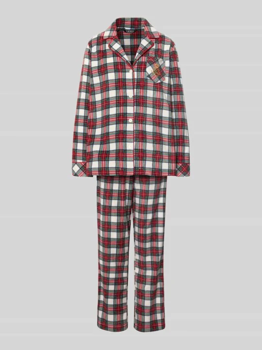 Zdjęcie produktu Piżama z kołnierzem z połami Lauren Ralph Lauren Złamany biały