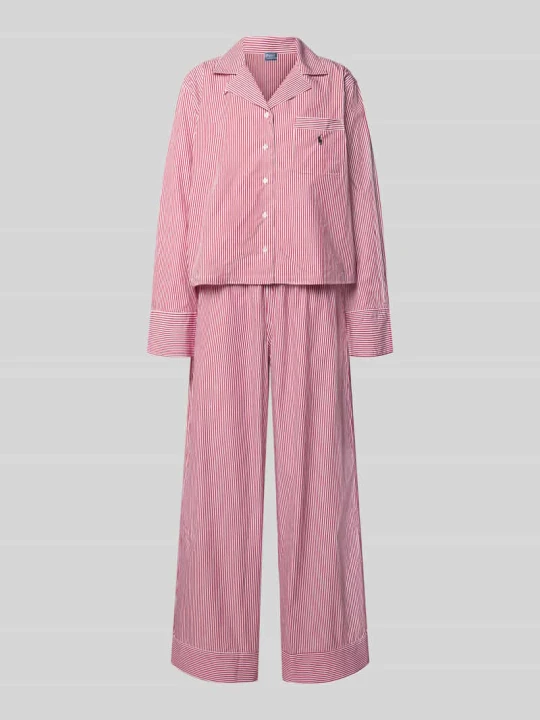 Zdjęcie produktu Piżama z kołnierzem z połami Polo Ralph Lauren Czerwony