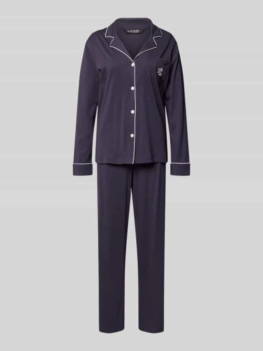 Zdjęcie produktu Piżama z mieszanki bawełny i modalu Lauren Ralph Lauren Granatowy