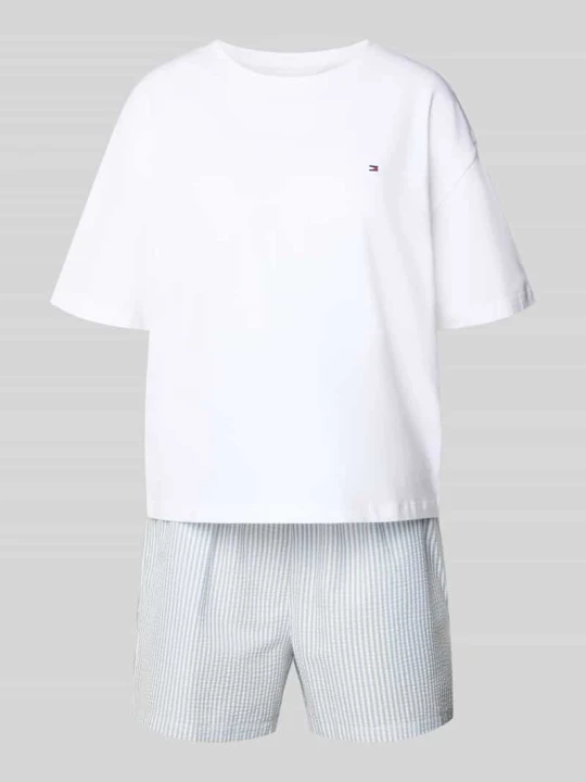 Zdjęcie produktu Piżama z mieszanki bawełny z wyhaftowanym logo Tommy Hilfiger Biały
