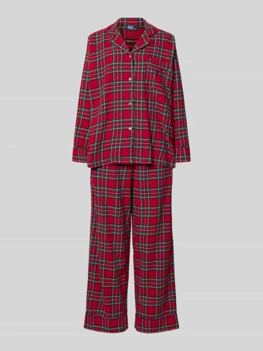 Zdjęcie produktu Piżama z przeszyciem z logo model 'Cozy Flannel' Polo Ralph Lauren Czerwony