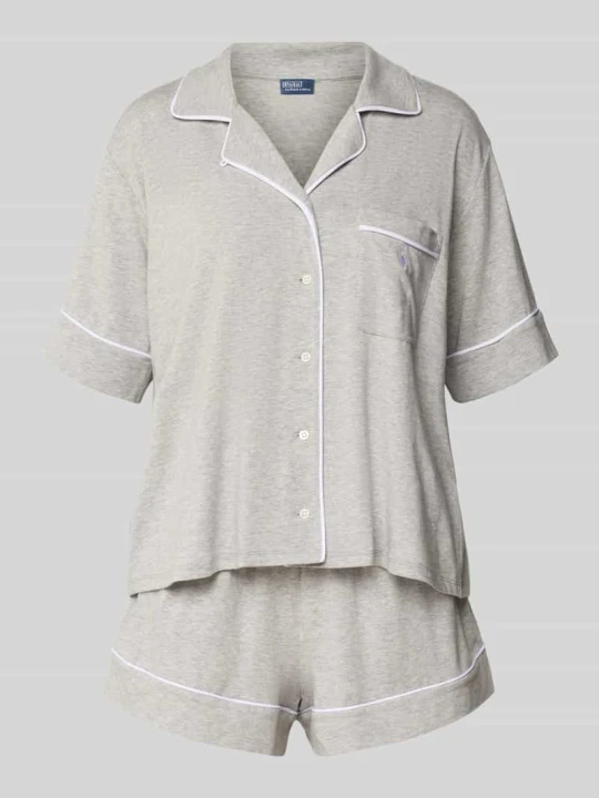 Zdjęcie produktu Piżama z wyhaftowanymi logo model ‘POLO ESSENTIALS’ Polo Ralph Lauren Jasnoszary melanż