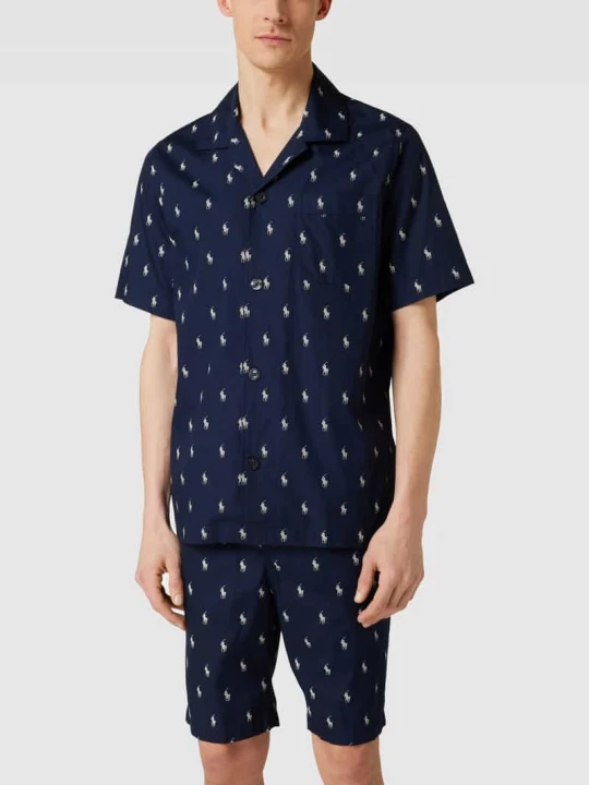 Zdjęcie produktu Piżama ze wzorem z logo na całej powierzchni model ‘WOVEN’ Polo Ralph Lauren Granatowy