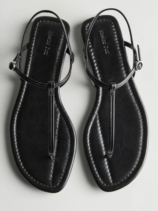 Zdjęcie produktu Płaskie Sandały Z Paskiem Na Palec - Czarny - Massimo Dutti - Female