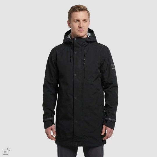 Zdjęcie produktu Płaszcz męski przeciwdeszczowy Perfet 2 czarny Alpine Pro