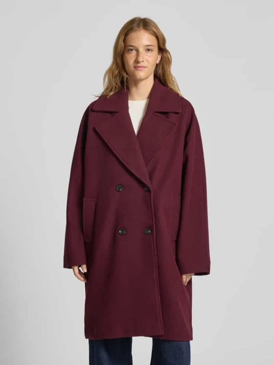 Zdjęcie produktu Płaszcz o kroju oversized z kołnierzem z połami model ‘CICI’ Noisy May Bordowy