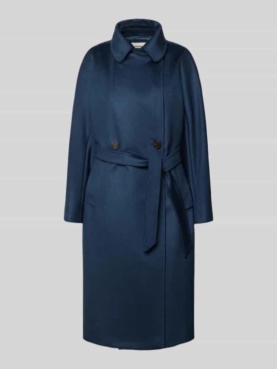 Zdjęcie produktu płaszcz o kroju regular fit z czystej żywej wełny model 'RESINA' Weekend Max Mara Granatowy