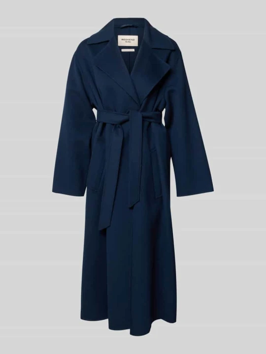 Zdjęcie produktu płaszcz o kroju regular fit z mieszanki żywej wełny model 'OPEROSO' Weekend Max Mara Granatowy