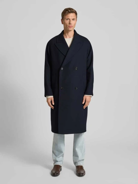 Zdjęcie produktu Płaszcz o kroju relaxed fit z mieszanki wełny model ‘SIMON’ Selected Ciemnoniebieski