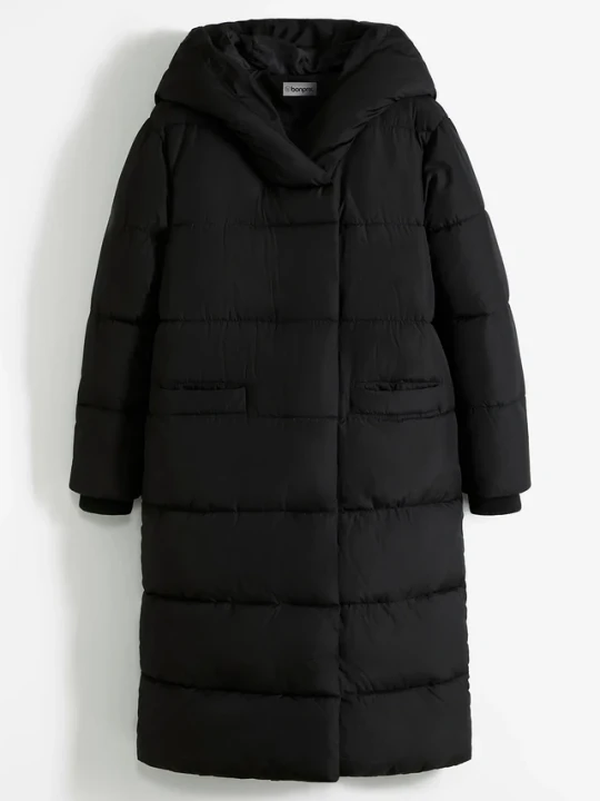 Zdjęcie produktu Pikowany płaszcz oversize BonPrix czarny