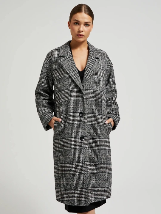 Zdjęcie produktu Płaszcz oversize w kratę czarny Moodo