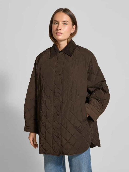 Zdjęcie produktu Płaszcz pikowany o kroju oversized z kołnierzem sztruksowym model 'PEPATO' Weekend Max Mara Czekoladowy
