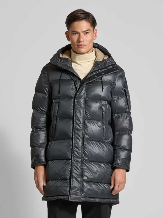 Zdjęcie produktu Płaszcz pikowany o kroju regular fit z aplikacją z logo model ‘Aldrich’ Blauer Usa Grafitowy