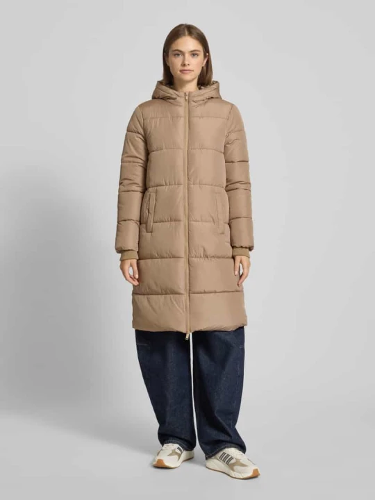 Zdjęcie produktu Płaszcz pikowany o kroju regular fit z dodatkowymi mankietami model ‘BEE’ Pieces Camel melanż
