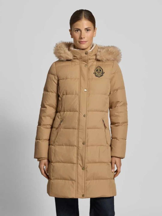 Zdjęcie produktu płaszcz pikowany o kroju regular fit z odpinanym kapturem Lauren Ralph Lauren Camel