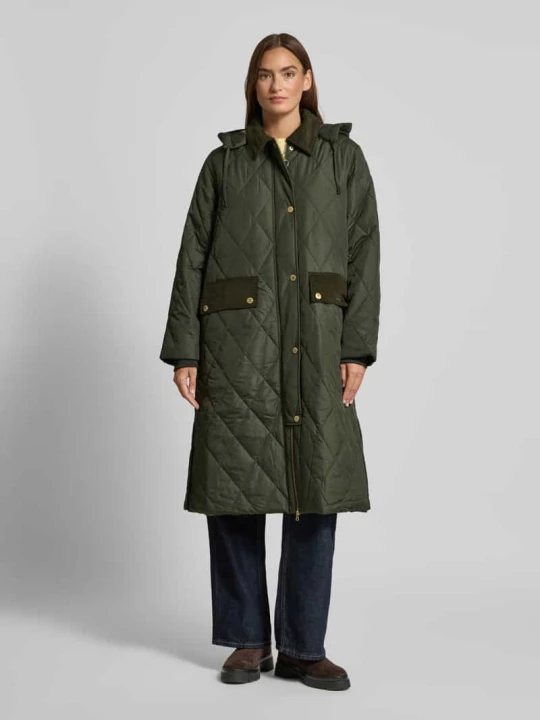 Zdjęcie produktu Płaszcz pikowany o kroju regular fit z odpinanym kapturem model ‘MEREDITH’ Barbour Oliwkowy