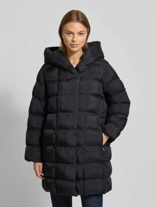 Zdjęcie produktu Płaszcz pikowany z efektem błyszczącym z kapturem Calvin Klein Czarny