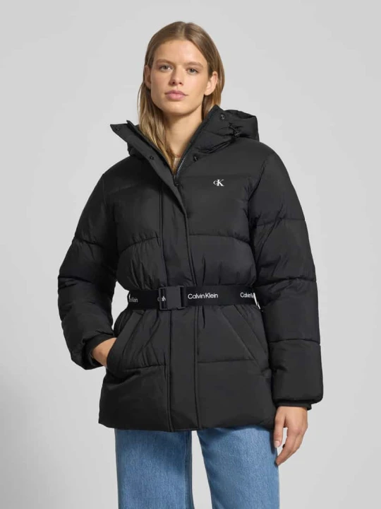 Zdjęcie produktu Płaszcz pikowany z kapturem Calvin Klein Jeans Czarny