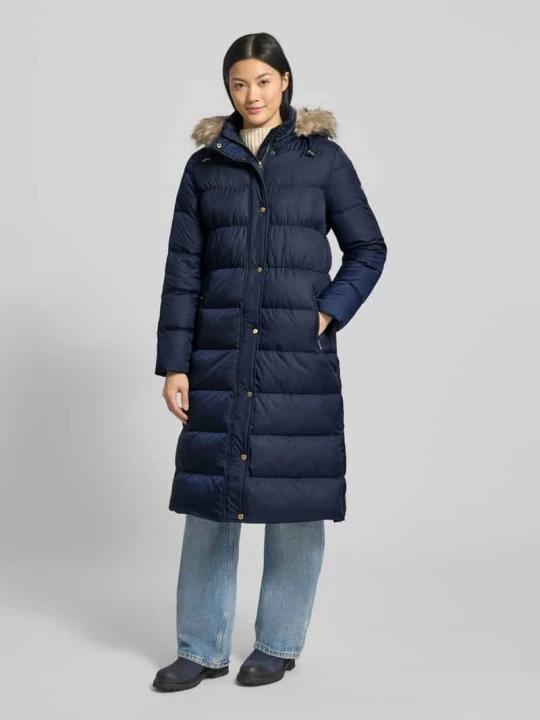 Zdjęcie produktu Płaszcz pikowany z kapturem i kieszeniami zapinanymi na zamek błyskawiczny Lauren Ralph Lauren Granatowy