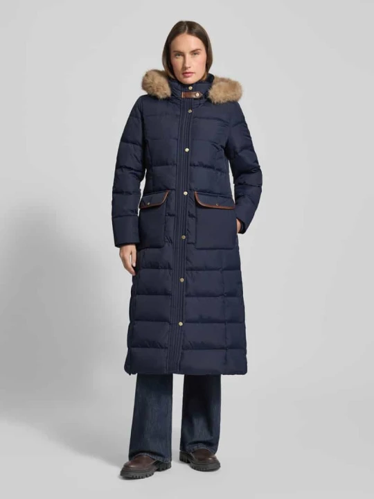 Zdjęcie produktu Płaszcz pikowany z kapturem Lauren Ralph Lauren Granatowy