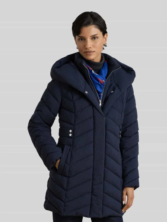 Zdjęcie produktu Płaszcz pikowany z kapturem Lauren Ralph Lauren Ciemnoniebieski
