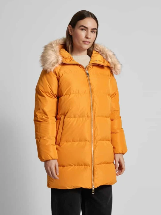 Zdjęcie produktu Płaszcz pikowany z kapturem Tommy Hilfiger Pomarańczowy
