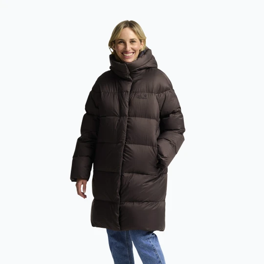 Zdjęcie produktu Płaszcz puchowy damski Jack Wolfskin Icy Hill Coat Rds peat Brązowy